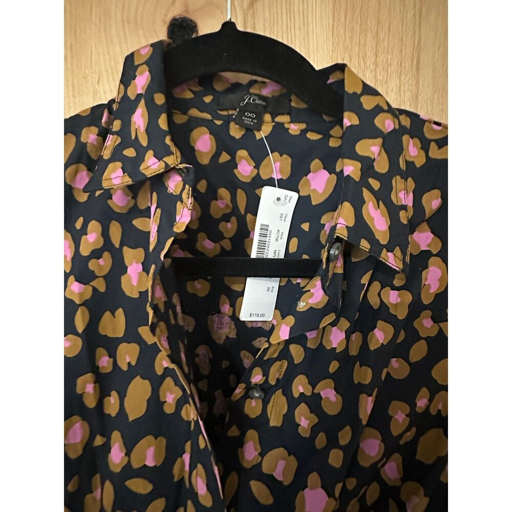 JCrew Chic Leopard Print Shirt Dress – Size 00  NWT - Picture 4 of 4